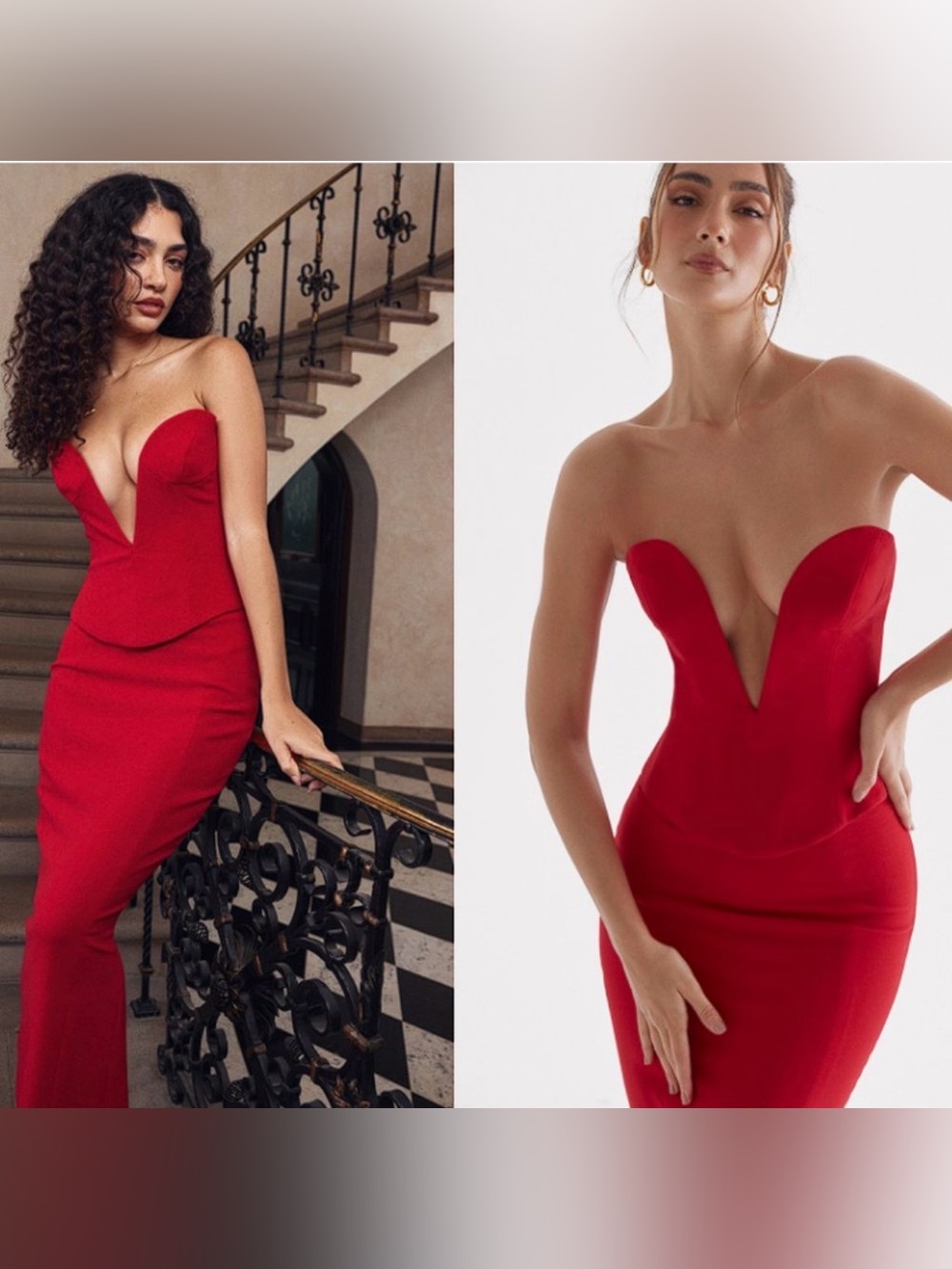 HOUSE OF CB 'Lydia' Red Rose Plunge Corset NWOT